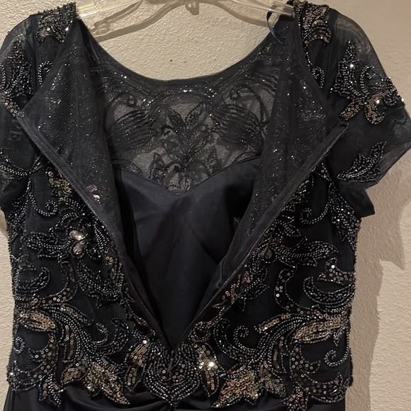 XSCAPE Long Beaded Top Sheer Matte Jersey Skirt Dress - Picture 9 of 15